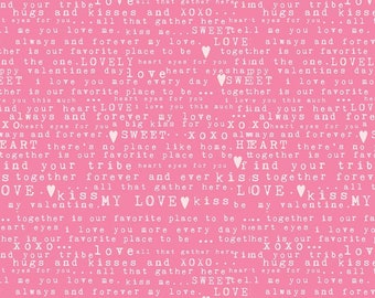 Sending Love Text Pink by My Mind's Eye for Riley Blake Designs - Quilting Cotton Fabric - 1/2 Yard , C10081-PINK