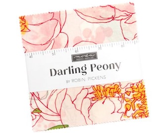 Darling Peony Charm Pack 48790PP by Robin Pickens, Moda Fabrics, Moda Precuts, 42 5-inch Squares