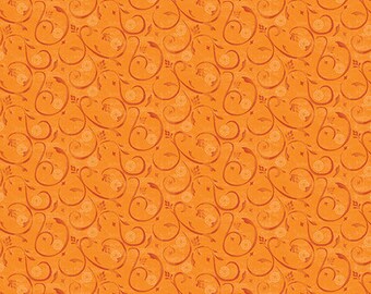 HAPPY SWIRL ORANGE  By Jessica Flick  9416-28 Collection: Awesome Owls for Benartex , sold by Half Yard