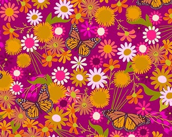 Wildflowers by Alison Glass, Color - Berry, Pattern - Monarch for Andover Fabrics, A-670-P, sold by the half yard