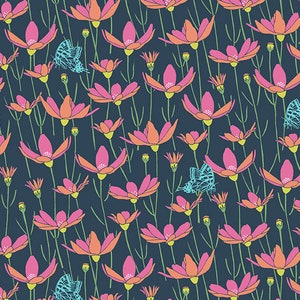Flora and Fauna Meadow Navy - Patty Sloniger - PER QUARTER METRE Flora and Fauna Meadow Navy - Patty Sloniger - PER QUARTER METRE