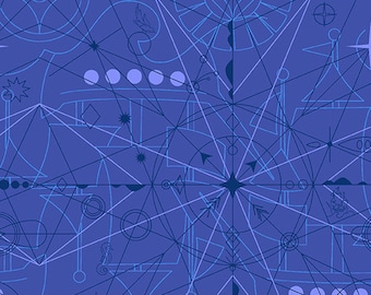 Lapis Sun Print 2018 Compass Alison Glass 1/2 yd, a great blender fabric from Andover Fabrics - Sunprint 8673-B