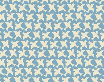 Sweet Ride by Edyta Sitar for Laundry Basket, Color Wedgewood Pattern: Dove 1/2 yd, 100% Cotton by Andover Fabrics, A-451-B