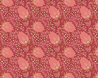 Lady Tulip by Edyta Sitar for Laundry Basket, Color - Barn, Pattern - Tulip Garden, 1/2 yd, 100% Cotton by Andover Fabrics, A-184-E