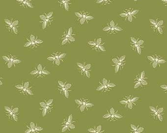 Grass Green Petite Bees, Petite Beehive Collection by Renee Nanneman of Neel'L Love for Andover Fabrics - A-1316-G - sold by the half yard