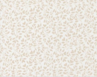 Abide Linen White Stone 18794 27, By Brenda Riddle Designs for Moda, sold by the Half Yard, 100% Cotton, Hearts and Leaves Blenders