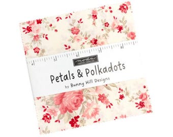 Petals and Polka Dots Charm 3080PP by Bunny Hill Designs for Moda Fabrics - 5" x 5", 42 pieces
