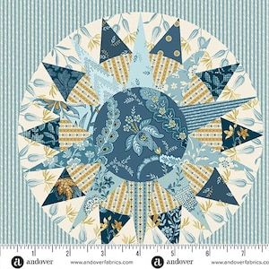 Beach House de Edyta Sitar de Laundry Basket Quilts para Andover, color: Multi, patrón: Marine Compass, se vende por media yarda, A-1178 libras