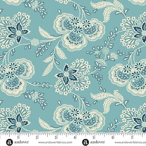 Lighthouse Splash Allium Blue de Laundry Basket Quilts - Algodón premium - Se vende por cortes de media yarda A-1475-B