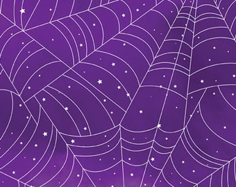 Halloween Spirit In A Web purple 12548G-66 Glow in the Dark by Benartex 100% Cotton Fabric Yardage - Sold by the 1/2 Yard