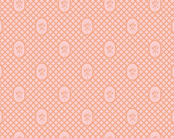 Tangerine Pattern: Lattice by Flora and Fauna Collection by Patty Sloniger for Andover Fabrics, A-9998-O, sold by the half yard