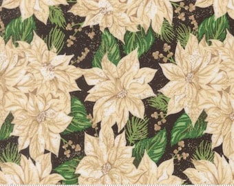 Holiday Cheer Midnight 20971 20 Designed by Stacy Iest Hsu for Moda Fabrics -sold by the half yard, Vintage Poinsettia Florals