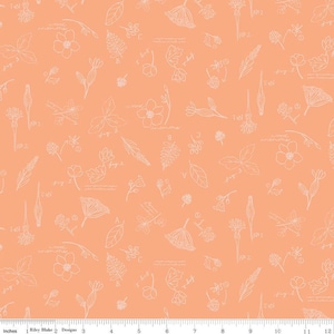Wildwood Wander Sketchbook Peach by Katherine Lenius for Riley Blake Designs, 1/2 yd, floral fabric - C12432-PEACH