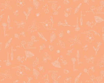 Wildwood Wander Sketchbook Peach by Katherine Lenius for Riley Blake Designs, 1/2 yd, floral fabric - C12432-PEACH