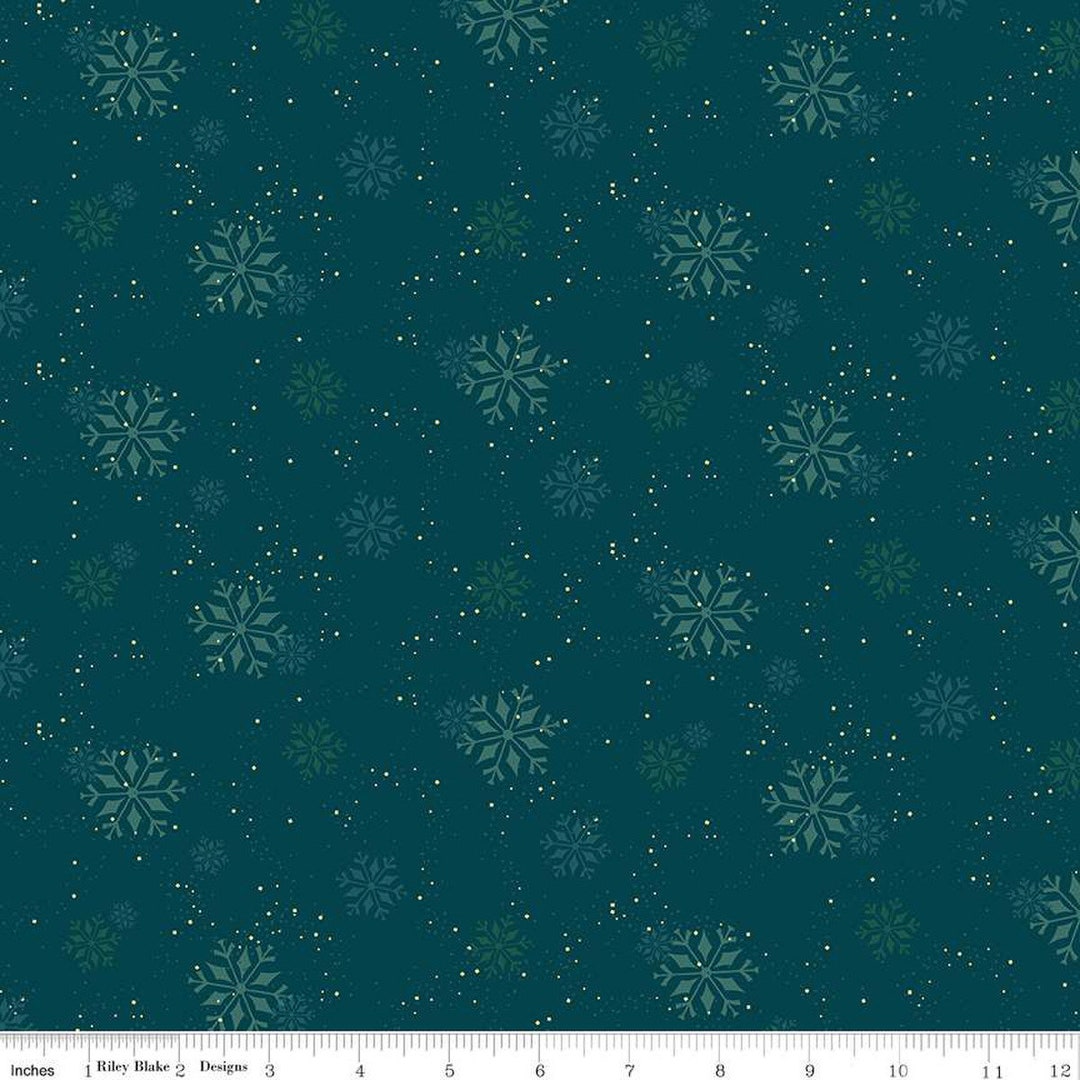 In From the Cold Snowflakes Navy by Heather Peterson for Riley Blake ...