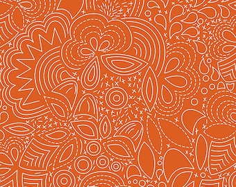 Paprika Hopscotch Century Prints 2021 Stitched Pattern by Alison Glass 1/2 yd, a great blender fabric by Andover Fabrics CS-21