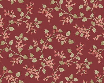 Cocoa Pink - Edyta Sitar - Laundry Basket, Color- Oxide, Pattern: Flower Vine, 1/2 yd, 100% Cotton Andover Fabrics, A-598-R
