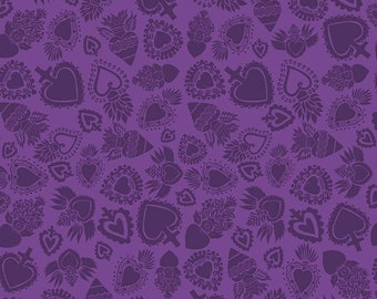 Amor Eterno Hearts Purple by Kathy Cano-Murillo for Riley Blake Designs - C11813-PURPLE, 1/2 Yd cuts, 100% cotton