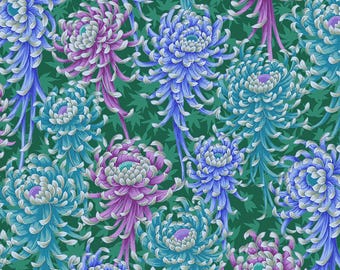 Spider Mums - Cool || August 2025 by Philip Jacobs for the Kaffe Fassett Collective, Free Spirit Fabrics - PWPJ135.COOL sold by half yard