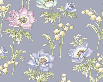 Periwinkle Poppies from the Abloom Collection By Renee Nanneman of Neel'L Love for Andover Fabrics - A-862-B - sold by the half yard
