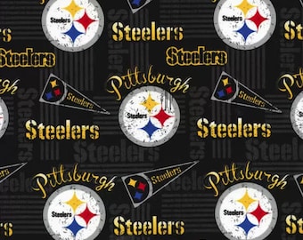 NFL Pittsburg Steelers Retro Print 100% cotton fabric  in 1/2 yards, sports fan, decorative, gift, man cave, official fabric, mask fabric