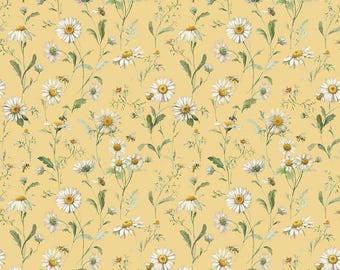 Love Me More Daisies Yellow CD15633-YELLOW by Lisa Audit of Riley Blake Designs -  1/2 Yd cuts, 100% cotton