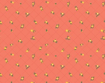 Market Street Flowers Grid Coral  by Heather Peterson for Riley Blake Designs - C14128-CORAL - 1/2 Yard Increments, Cut Continuously