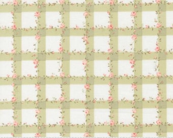 Abide Lt Green 18793 25, By Brenda Riddle Designs, Moda, sold by Half Yard, 100% Cotton, Floral Plaid, Gingham Checks, Plaids, Flowers Vines