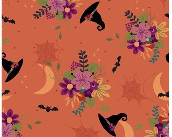 Little Witch Main Pumpkin, 100% Cotton, by Jennifer Long for Riley Blake Designs, Sold By Half Yard, C14560-PUMPKIN