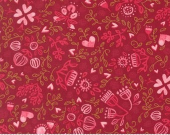 Darling Peony Cranberry 48792 16 by Robin Pickens, Moda Fabrics -sold by half yard, pink, Scattered Lovelies Blenders Watercolor