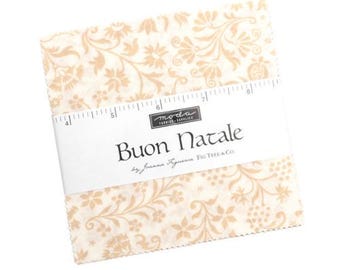 Buon Natale Charm Pack 35400PP Moda Precuts, 42 5-inch Squares Charm Pack, Fig Tree Co