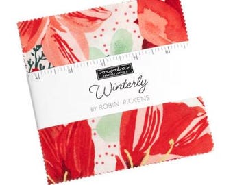 Winterly Charm Pack by Robin Pickens, Moda Fabrics, Moda Precuts, 42 5-inch Squares Charm Pack, Christmas