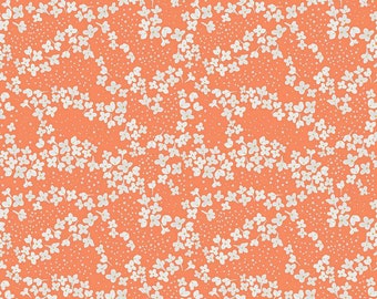 With a Flourish Blossoms Salmon by Simple Simon & Company for Riley Blake Designs, 1/2 yd, floral fabric - C12732-SALMON