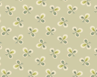 Lady Tulip by Edyta Sitar for Laundry Basket, Color - French Beige, Pattern - Cloverleaf, 1/2 yd, 100% Cotton by Andover Fabrics, A-189-N