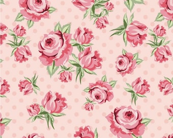 Prize Roses Blush from Dots & Posies By Poppie Cotton - dp20401 - 1/2 Yd cuts,Fabric 100% Cotton 43/44" Wide