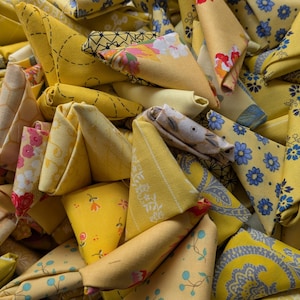 Yellow Fabric Scraps, bundles of 6, 13 or 20 quilt fabrics, yellow fabric, 9x10, 10x10, 9x11, fat 16ths, fat sixteenths