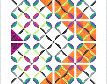 Juxtaposition Quilt Pattern, PDF, a Modern Pattern, An Orange Peel Quilt Pattern