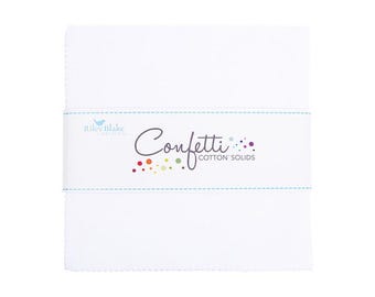 Confetti Cotton™ Bright White 5" Stacker charm pack Bundles - by Riley Blake Designs  - 42 pieces 5-120-BWHITE-42