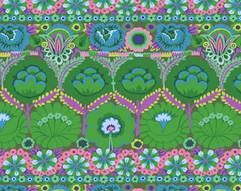 Embroidered Flower Green Philip Jacobs Kaffe Fassett Collective Fabric 2021,  PWGP185.GREEN, 100% Cotton, sold by 1/2 yard