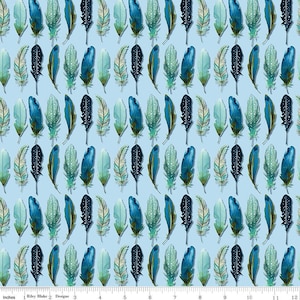 Poppies & Plumes Feathers Powder by Lila Tueller for Riley Blake Fabric, sold by 1/2 yard, C14294-POWDER
