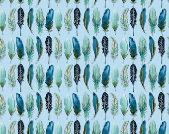 Poppies & Plumes Feathers Powder by Lila Tueller for Riley Blake Fabric, sold by 1/2 yard, C14294-POWDER