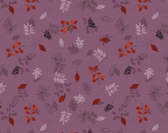 Maple Leaves Purple by Gabrielle Neil Design for Riley Blake Designs, 1/2 yd, script fabric - C12474-Purple