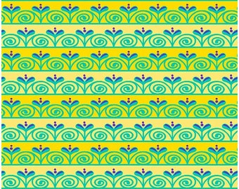 Curly Sprout - Yellow - A New Leaf by Jane Sassaman for Free Spirit Fabrics, Cotton quilting fabric, 100% Quilters Cotton PWJS143.YELLOW