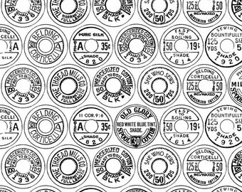 Best of She Who Sews Low Volume Spool Tops Black and White, Half Yard 100% cotton by J. Wecker Frisch for Riley Blake Designs C11338-Black