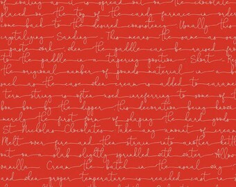 Snow Sweet Candy Making Text Red by J. Wecker Frisch for Riley Blake Fabrics - 100% Cotton Quilting Fabric, sold by 1/2 yard, C9669-RED