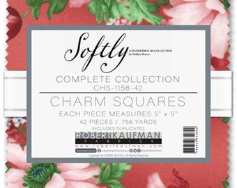 Charm Squares: Flowerhouse, Softly by Debbie Beaves - Complete Collection Charm Squares for Robert Kaufman, CHS-1158-42 incl duplicates