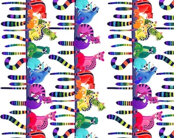 Ringtail Love Day - White, Love in the Wild, Daughter Earth/Katy Tanis for Free Spirit, PWKT040.XWHITE, sold by the half yard