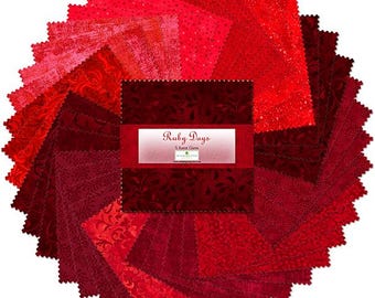 Ruby Days 5" Squares charm pack by Wilmington Fabrics - 42 prints in stacker5-507 7 507