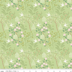 Emma Birdcage Green - 100% Cotton -  by Citrus & Mint Designs for Riley Blake Designs - Sold By The Half Yard - C12211-GREEN