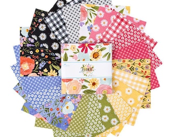 Flora No. 6 - 5" Stacker 42 Pieces, Designed by Echo Park Paper Co. for Riley Blake Designs, 100% cotton 5-14460-42
